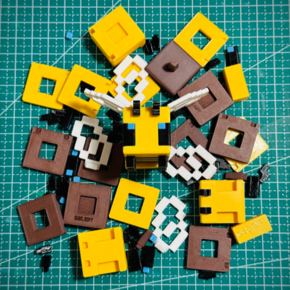 3D Printed Minecraft Bee Model DIY Made