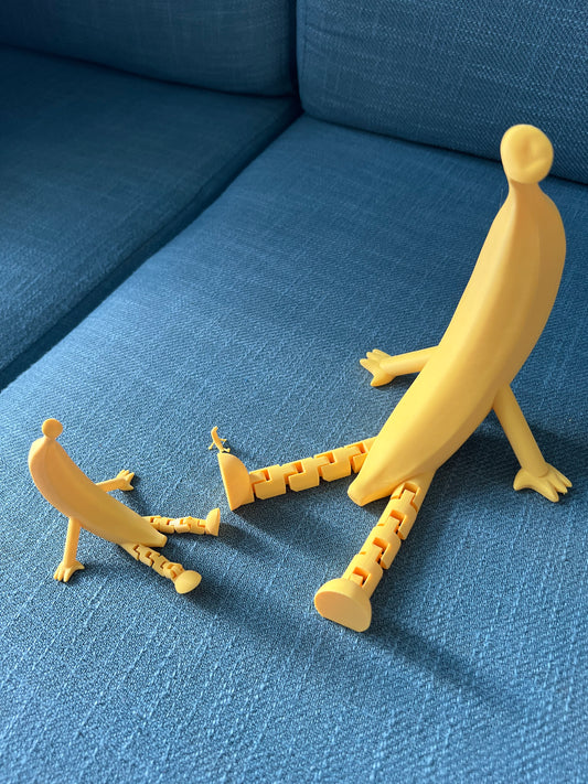 3D printed banana buddy movable joints DIY made funny partner