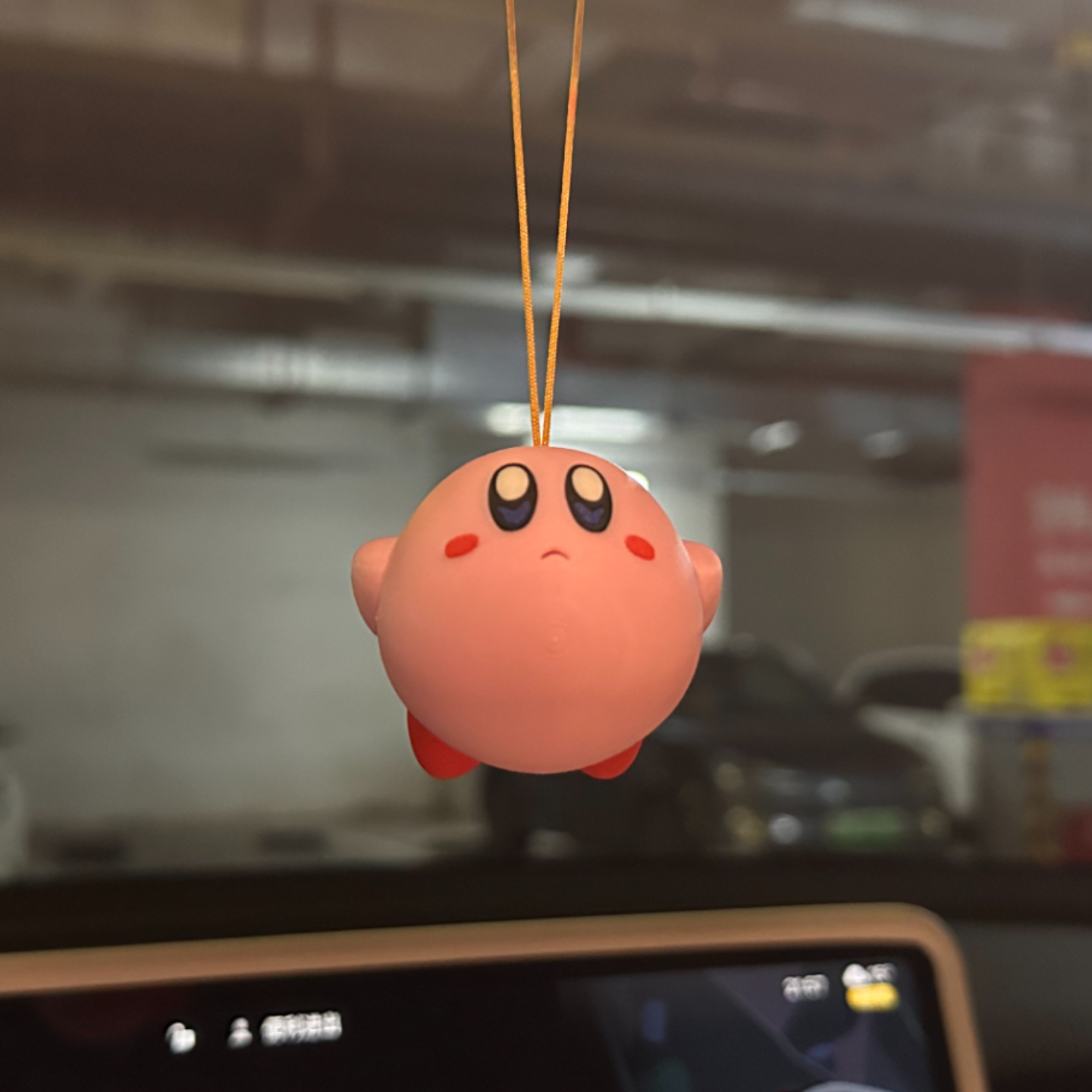 3D printed round Kirby pendant keychain diy made