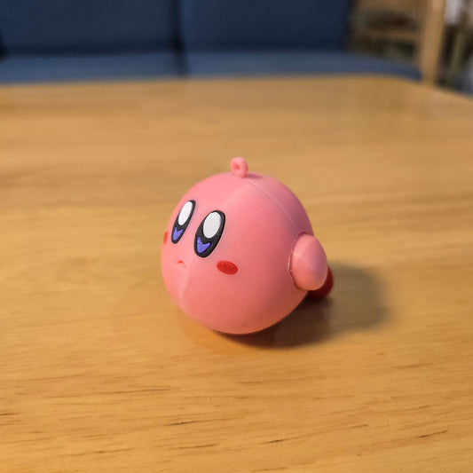 3D printed round Kirby pendant keychain diy made