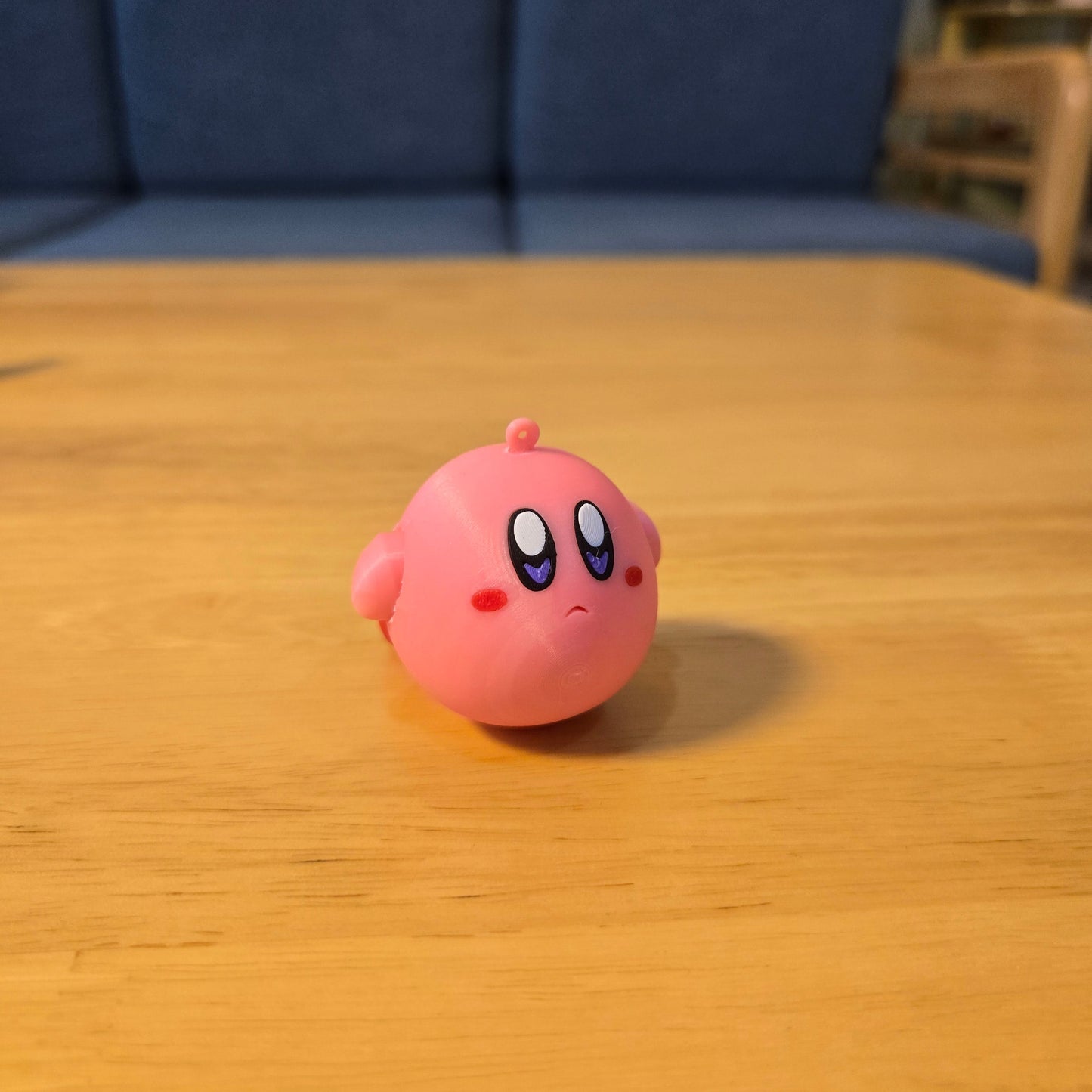 3D printed round Kirby pendant keychain diy made