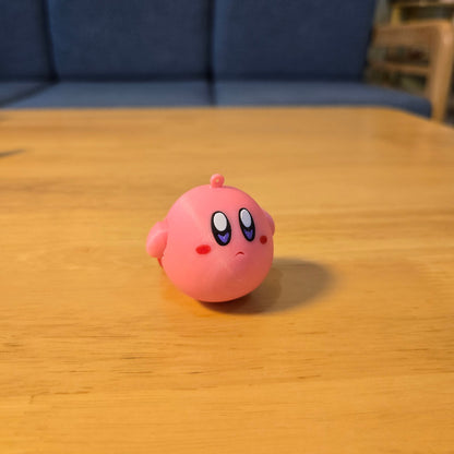 3D printed round Kirby pendant keychain diy made