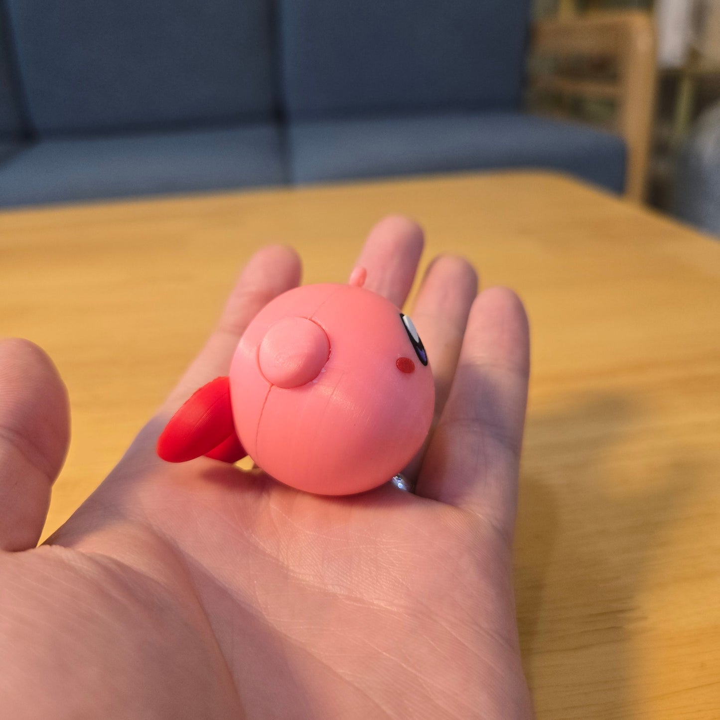 3D printed round Kirby pendant keychain diy made