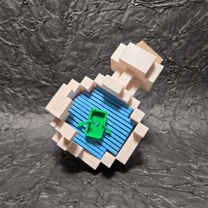 3D printed MC pixel style ship in a bottle