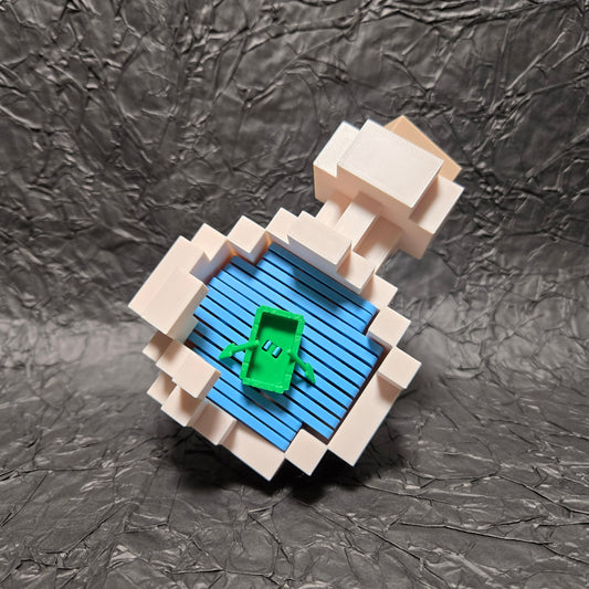 3D printed MC pixel style ship in a bottle