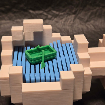 3D printed MC pixel style ship in a bottle