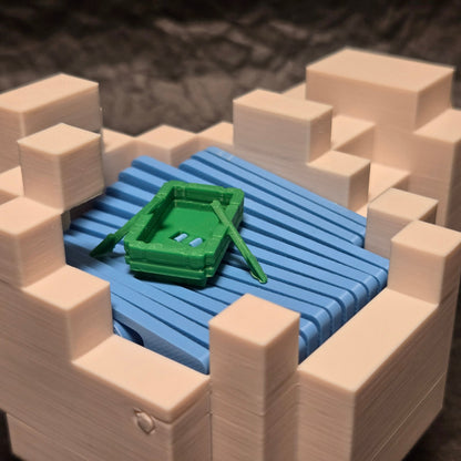 3D printed MC pixel style ship in a bottle