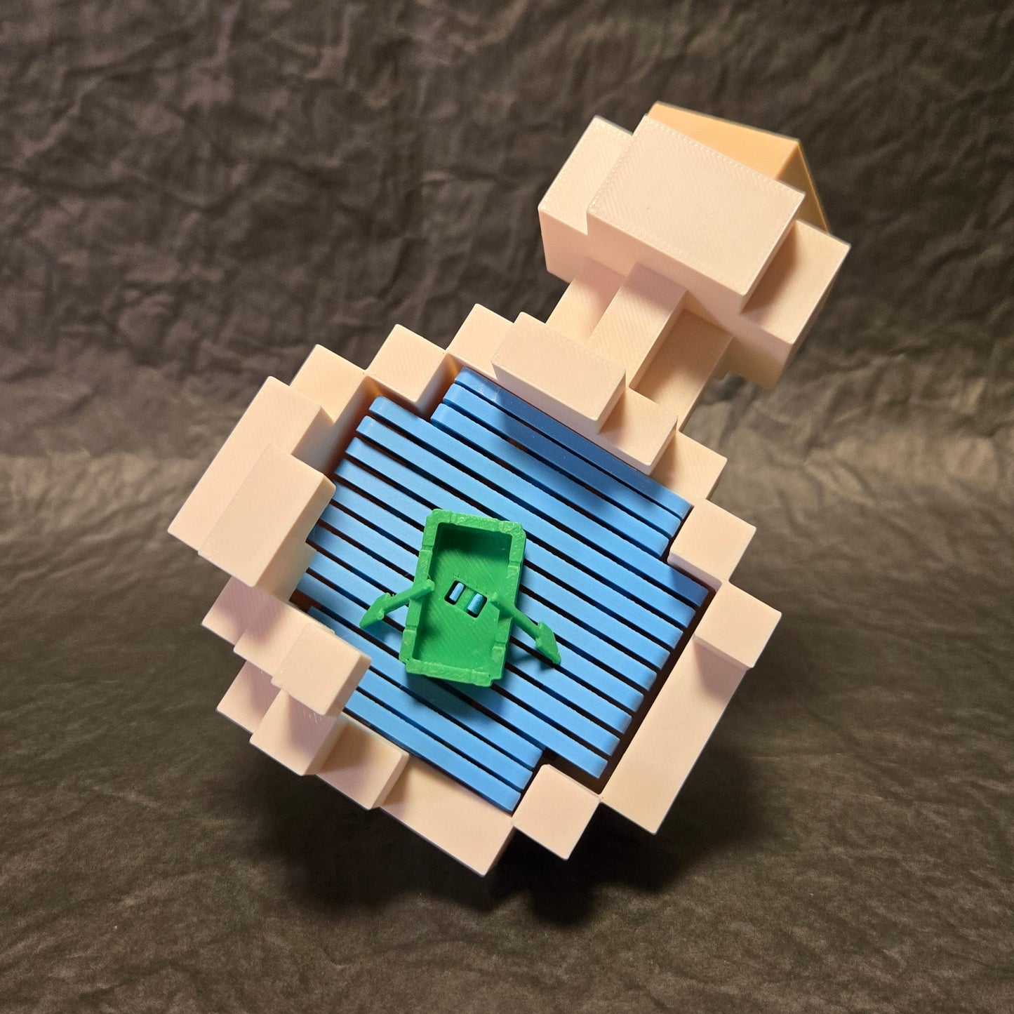 3D printed MC pixel style ship in a bottle