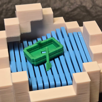 3D printed MC pixel style ship in a bottle