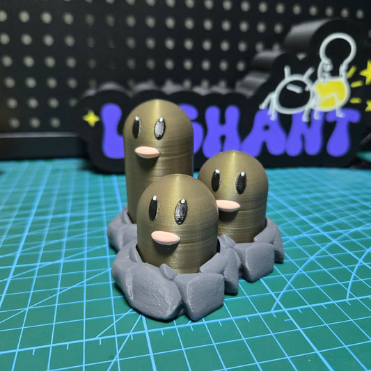 3D-Printed Diglett & Dugtrio Clicky Fidget Toys