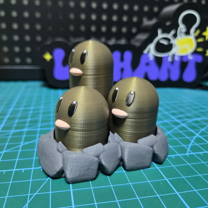 3D-Printed Diglett & Dugtrio Clicky Fidget Toys
