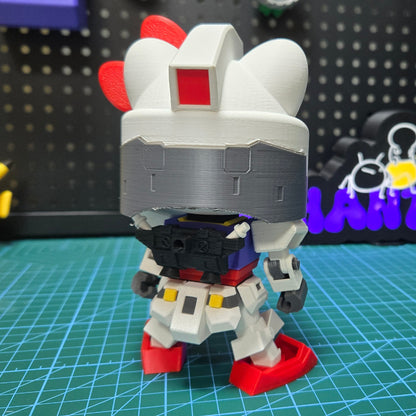 3D printed Hello Kitty Gundam desktop ornaments