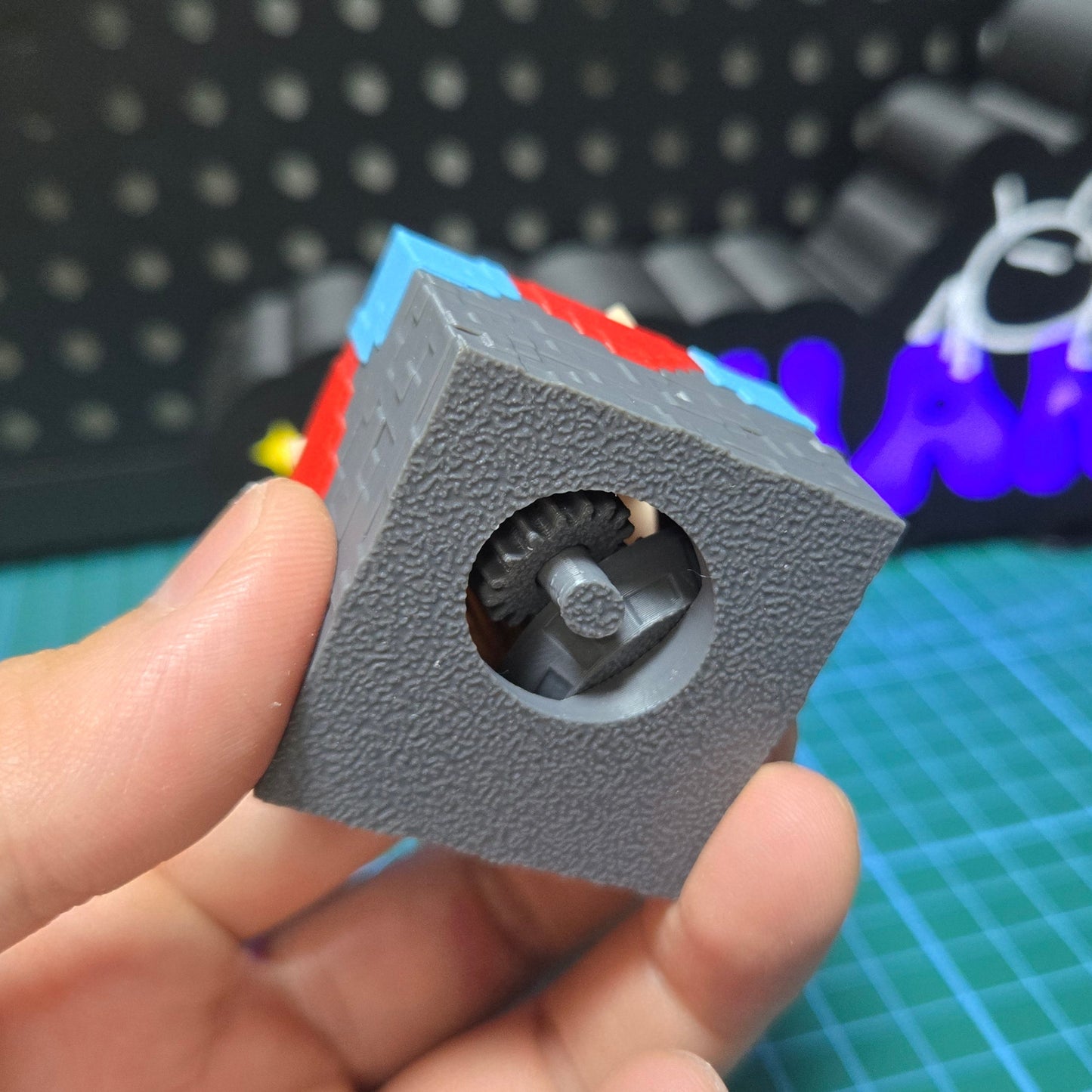 3D Printed MC Enchantment Table Desktop Decoration with Manual Page Turning Gear Structure