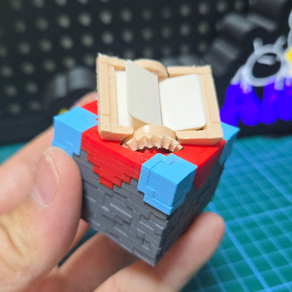 3D Printed MC Enchantment Table Desktop Decoration with Manual Page Turning Gear Structure