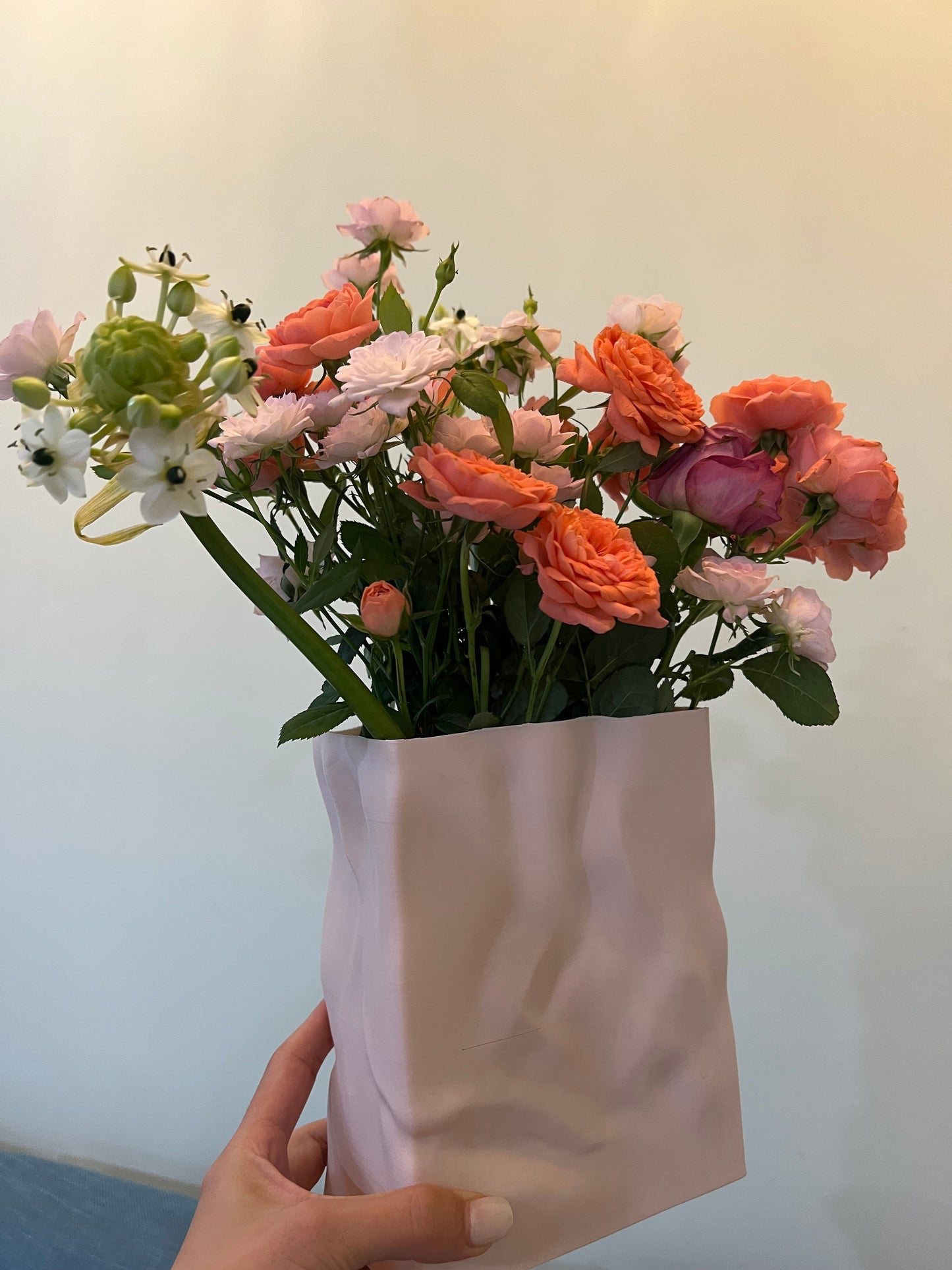 3D printed modern style vase with creases texture diy made