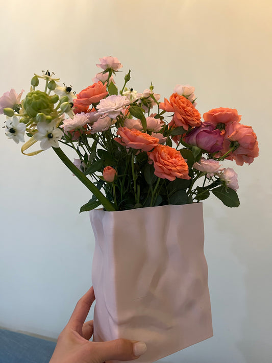 3D printed modern style vase with creases texture diy made