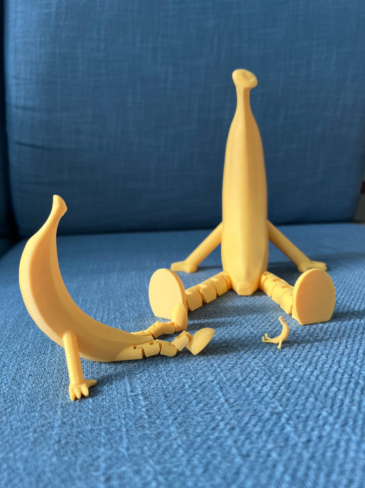 3D printed banana buddy movable joints DIY made funny partner