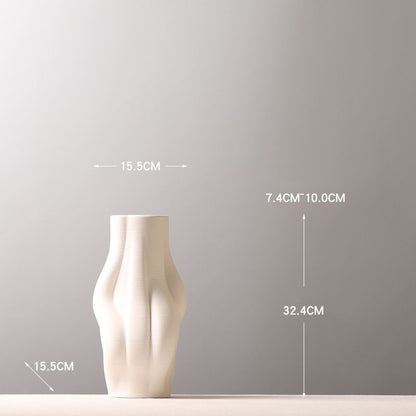 Irregular 3D Printing Vase Modern Home Decor White Flower Ceramic & Porcelain Vases
