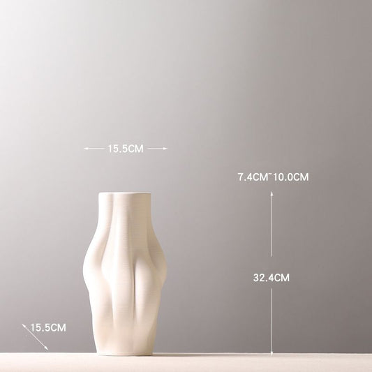 Irregular 3D Printing Vase Modern Home Decor White Flower Ceramic & Porcelain Vases