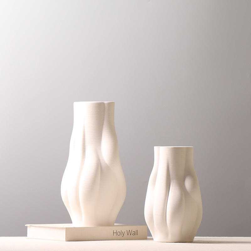 Irregular 3D Printing Vase Modern Home Decor White Flower Ceramic & Porcelain Vases