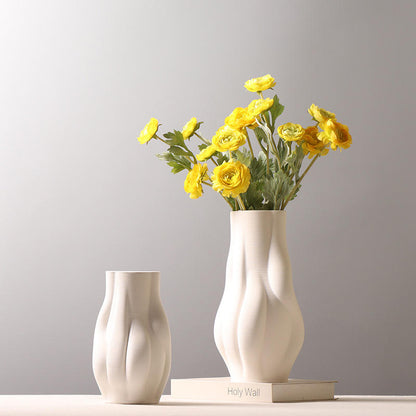 Irregular 3D Printing Vase Modern Home Decor White Flower Ceramic & Porcelain Vases