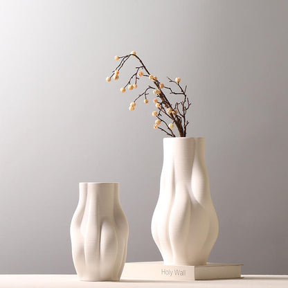 Irregular 3D Printing Vase Modern Home Decor White Flower Ceramic & Porcelain Vases