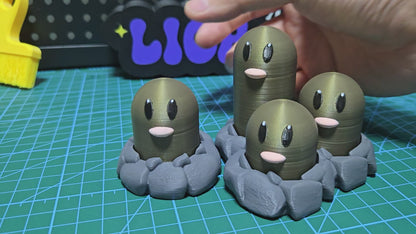 3D-Printed Diglett & Dugtrio Clicky Fidget Toys