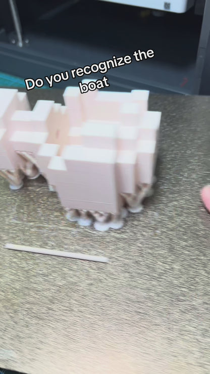 3D printed MC pixel style ship in a bottle